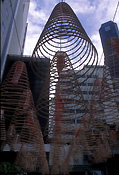 Singapore, singapore city, city, cities, high-rise, high-rise building, high-rise buildings, building, buildings, highrise, highrise building, highrise buildings, skyscraper, skyscrapers, architecture, temple, temples, wak hai cheng blo, wak hai cheng blo temple, incense, coil, coils.