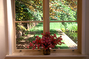 House, houses, window, windows, window sill, window sills, vase, vases, garden, gardens, vase of flowers, vases of flowers, lawn, lawns, PF48,