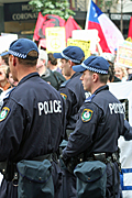 Australia, New South Wales, police, police force, emergency service, emergency services, law, law enforcer, law enforcement, law and order, flag, flags, sydney, people, apec, apec demonstration, demonstrator, demonstrators, demonstration, demonstrations, protest, protests, asia pacific economic cooperation.