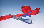 Scissors, pair of scissors, pairs of scissors, ribbon, ribbons, Royalty Free Image