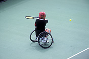 Australia, Sport pictures, Sports, swing, swings, tennis, tennis game, tennis games, outdoors, leisure, tennis racquet, tennis racquets, racquet, racquets, ball, balls, tennis ball, tennis balls, court, courts, tennis court, tennis courts, man, men, male, males, handicapped, handicapped people, people, handicapped man, handicapped men, paraplegic, paraplegics, wheelchair, wheelchairs, disabled, disability, disabilities, disabled people, disabled sports, australia, outdoors.