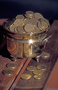 Coin, coins, australian coin, australian coins, gold coin, gold coins, cash, australian currency, money, australian money, pot of gold, pots of gold, tender, legal tender, Australian tender, gold, dollar, dollars, pot, pots, brass, table, tables.