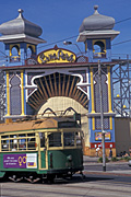 Australia, vic, victoria, melbourne, st kilda, luna park, transport, tram, trams, sign, signs.