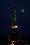 France, Europe, French, Architecture, French architecture, Building, Buildings, Paris, Eiffel, Eiffel Tower, Tower, Towers, Alexandre Eiffel, Alexandre Gustave Eiffel, Alexandre-Gustave Eiffel, Iron, Metal, Metal structure, Metal structures, moon, moons, the moon, night, nights, nightime, nightimes, evening, evenings, FF25,