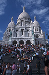 France, Europe, French, Architecture, French architecture, Church, Churches, Paris, Sacre Coeur, Sacre Coeur, Basilica, Basilicas, religion, religious, religious building, religious buildings, Cathedral, Cathedrals, Basilica deu Scre Couer, Basilica of the Sacred Heart, Church of the Sacre Coeur, Monmartre, Monmartre District, sky, skies, blue sky, blue skies, crowd, crowds, tourist, tourists, tourism, tourism industry, tourism, FF25,