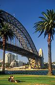 Australia, New South Wales, Architecture, arch, arches, archway, archways, park, parks, Sydney, Sydney Harbour, Sydney Harbor, Sydney Harbour Bridge, Sydney Harbor Bridge, Sydney Harbour, Sydney Harbor, harbour bridge, harbour, harbours, harbor, harbors, bridge, bridges, palm tree, palm trees, tree, trees, FF25,