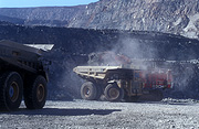 Australia, WA, Western Australia, mine, mines, mining, goldfields, gold mine, gold mines, gold mining, Kalgoorlie, Boulder, open cut, open cut mine, open cut mines, open cut mining, truck, trucks, dump truck, dump trucks, dust, dusty.