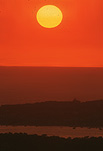 Sun, the sun, sunrise, sunrises, sunset, sunsets, sunrises and sunsets, circle, circles, sky, skies, sky scene, sky scenes, water, sea, seas, ocean, oceans, seascape, seascapes.