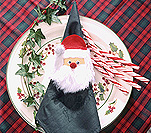Christmas, christmas scene, christmas scenes, santa, santa clause, decoration, decorations, christmas decoration, christmas decorations, father christmas, beard, beards, plate, plates, table, tables, ivy, sweet, sweets, candy, candies.