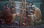 Argentina, Buenos Aires, Mural, Murals, wall mural, wall murals, caminito, Caminito Street, weave, weaves, weaving, carpet weaving, carpet weaver, carpet weavers, loom, loom, weaving loom, weaving looms, weaver, weavers, La Boca, La Boca district.