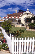 House, houses, housing, architecture, roof, roofs, rooves, federation house, federaton houses, render, rendered, cement render, cement rendering, garden, gardens, fence, fences, garden fence, garden fences, picket, picket fence, picket fences, wood, wooden, timber, chimney, chimneys, cloud, clouds.