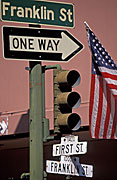 Sign, signs, road sign, road signs, usa, one way, america, united states, napa valley, highway, highways, california, road, roads, flag, flags, american, american flag, american flags, arrow, arrows, light, lights, traffic light, traffic lights, FF25,