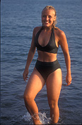People, woman, women, female, females, beach, beaches, shoreline, shorelines, seashore, seashores, coast, coasts, coastline, coastlines, smile, smiles, smiling, happy, happiness, bikini, bikinis, swimming costume, swimming costumes, Australia, Sport pictures, Sports, balloon images, hot air balloons