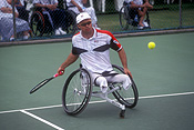 Australia, people, man, men, male, males, outdoors, disabled, disability, disabilities, disabled people, medical equipment, wheelchair, wheelchairs, athlete, athletes, disabled sports, race, races, racing, competition, competitions, compete, competing, paralympic, paralympics, paraplegic, paraplegics, handicapped, handicapped people.