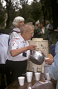 Australia, new South Wales, nsw, red cross, charity, charities, volunteer, volunteers, uniform, uniforms, anzac day, anzac days, anzac march, anzac marches, anzac, anzacs, outdoors, kettle, kettles, people, woman, women, female, females, old woman, old women, old people, elderly, elderly people, elderly woman, elderly women, aged, old, elderly.