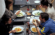 USA, America, United States, United States of America, New York, New York city, rockefeller, rockefeller centre, rockefeller plaza, plaza, plazas, manhattan, people, john d rockeffer, restaurant, restaurants, table, tables, haburger, hamburgers, chip, chips, french fry, french fries, salad, salads, FF25,