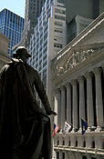 USA, America, United States, United States of America, New York, New York city, new york stock exchange, stock exchange, stock exchanges, nyse, big board, wall street, statue, statues, george washington, george washington statue, pillar, pillars, column, columns, FF25,