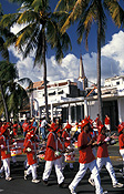 Caribbean, the caribbean, carribean islands, martinique, port de france, palm, palms, palm tree, palm trees, carnival, carnivals, festival, festivals, people, march, marches, marching, FF25,