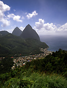 Caribbean, the caribbean, caribbean islands, soufriere, st lucia, saint lucia, piton, pitons, the pitons, mountain, mountains, coast, coasts, coastline, coastlines, cloud, clouds, FF25,