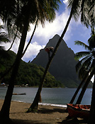 Caribbean, the caribbean, caribbean islands, soufriere, st lucia, saint lucia, piton, pitons, the pitons, mountain, mountains, coast, coasts, coastline, coastlines, man, men, palm, palms, tree, trees, palm tree, palm trees, beach, beaches, coconut, coconuts, coconut tree, coconut trees, FF25,