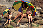 Family, Families, Parent, Parents, Parenting, Parenthood, people, child, children, mother, mothers, mother and child, mothers and children, beach, beaches, coast, coasts, coastline, coastlines, toddler, toddlers, umbrella, umbrellas, outdoors, rock, rocks, woman, women, female, females, Australia, Sport pictures, Sports, balloon images, hot air balloons