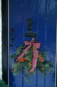 Architecture, house, houses, housing, door, doors, wreath, wreaths, christmas, christmas scene, christmas scenes, ribbon, ribbons, bow, bows.