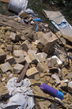 Rubbish, illegal dumping, pollution, waste, garbage, dumped rubbish, garbage, littler, brick, bricks.