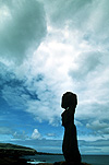 Easter Island, Chile, Latin America, Monolith, Monoliths, Ceremonial, Ceremonial site, Ceremonial sites, shrine, shrines, ceremonial shrine, ceremonial shrines, Historic site, Historic sites, megalithic, moais, sentinels, ahu tahai, silhouettes, silhouette, cloud, clouds.