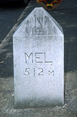Marker, markers, distance, rock, rocks, mile, miles.