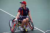 Australia, Sport pictures, Sports, tennis, tennis game, tennis games, swing, swings, outdoors, leisure, tennis racquet, tennis racquets, racquet, racquets, ball, balls, tennis ball, tennis balls, court, courts, tennis court, tennis courts, woman, women, female, females, handicapped, handicapped people, people, paraplegic, paraplegics, wheelchair, wheelchairs, disabled, disability, disabilities, disabled people, australia, outdoors, hat, hats.
