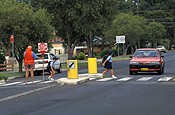 Australia, New South Wales, child, children, school child, school children, zebra crossing, car, cars, zebra crossings, school, schools, pedestrian, tree, trees, pedestrians, pedestrian crossing, pedestrian crossings, road, roads, sealed, sealed road, sealed roads, sign, signs, stop, stop sign, stop signs, lollypop lady, lollypop ladies, lollypop man, lollypop men, safety, crossing, crossings, car, cars, vehicle, vehicles.