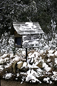 Communication, mail, post, postal, letterbox, letterboxes, letter box, letter boxes, mail box, mail boxes, australia, tas, tassie, tasmania, snow, snow scene, snow scenes, winter, cold.