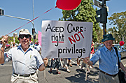 Australia, sa, south australia, adelaide, aged, aged care, sign, signs, demonstration, demonstrations, protest, protests, people, man, men, male, males.