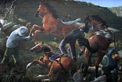 Australia, tas, tassie, tasmania, sheffield, town of murals, art, mural, murals, wall mural, wall murals, horse, horses, battle, battles.