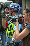 Australia, New South Wales, police, police force, emergency service, emergency services, camera, cameras, emergency service, emergency services, law, law enforcer, law enforcement, law and order, helmet, helmets, sydney, people, apec, apec demonstration, demonstrator, demonstrators, demonstration, demonstrations, protest, protests, asia pacific economic cooperation.