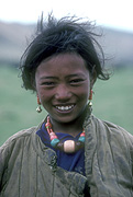 Asia, Asian, China, Chinese, people, Tibet, Tibetan, nomad, nomads, nomadic, child, children, girl, girls, female, females, jewellery, necklace, necklaces, earring, earrings, smile, smiles, smiling, happy, happiness.