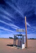 Australia, australian outback, outback australia, desert, deserts, Outback, telephone, telephones, communication, phone, phones, telephone box, telephone boxes, solar, solar power, solar powered, solar telephone, solar telephones, solar energy, sky, skies, blue sky, blue skies, cloud, clouds.