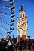 Europe, France, Lille, Grand place, Architecture, Chamber of commerce, commerce, clock, clocks, architecture, tower, towers, ferris wheel, ferris wheels, ferriswheel, ferriswheels, fair, fairs, fairground, fairgrounds, fair ground, fair grounds, fairground ride, fairground rides, theme park, theme parks, amusement, amusement ride, amusement rides, amusement park, amusement parks, fun spot, fun spots, fun park, fun parks, circle, circles, wheel, wheels, ferris, FF25,