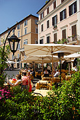 Europe, Italy, Italian, architecture, Rome, piazza, navona, piazza navona, café, cafes, umbrella, umbrellas, table, tables, lamp, lamps, light, lights, street lamp, street lamps, street light, street lights, FF25,