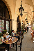 Poland, Cracow, krakow, architecture, church, churches, religion, religious, religious building, religious buildings, hall, halls, cloth, cloth hall, restaurant, restaurants, people, table, tables, lamp, lamps, light, lights, lighting, café, cafes, furniture, arch, arches, archway, archways, FF25,