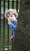 People, child, Children, female, females, girl, girls, ice-cream, ice-creams, icecream, icecreams, child eating, children eating, ice cream, ice creams, outdoors, tree, trees, fence, fences, PJ38,