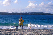 Australia, qld, queensland, people, man, men, male, males, outdoors, Sport pictures, Sports, fishing, fisherman, fishermen, beach, beaches, coast, coasts, coastline, coastlines, water, sand.