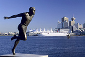 Canada, british columbia, vancouver, statue, statues, jerome, harry jerome, harry winston jerome, ship, ships, shipping, vessel, vessels, canada place, RW59,