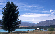 Pacific islands, new zealand, nz, nelson, south island, lake, lakes, tekapo, lake tekapo, church, churches, religion, religous, religious building, religious buildings, good shepherd, church of the good shepherd, mountain, mountains, mountain range, mountain ranges, tree, trees.