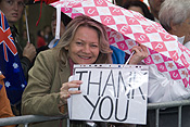 Australia, New South Wales, sydney, Anzac, Anzacs, Anzac Day, Anzac Days, parade, parades, Anzac Day parade, paper, Anzac Day parades, Anzac Day March, people, women, women, sign, signs, umbrella, umbrellas.
