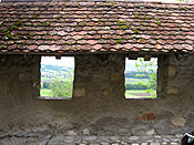Europe, Switzerland, Swiss, Gruyeres, village, villages, rural, rural scene, rural scenes, wall, walls, roof, roofs, rooves, wall, walls, window, windows, architecture.
