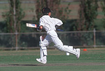 Sport pictures, Sports, cricket, cricket game, cricket games, cricket match, cricket matches, people, boy, boys, male, males, cricket bat, cricket bats, hat, hats, baseball hat, baseball hats, cap, caps, run, runs, running, outdoors.