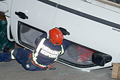 Australia, SA, South Australia, Emergency, Emergencies, Emergency service, Emergency services, SES, Rescue, Rescue Services, Accident, Accidents, vehicle, Car, Car accident, Car accidents, man, men, male, males, occupation, occupations, outdoors, uniform, uniforms, helmet, helmets, safety.
