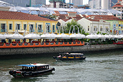 Singapore, architecture, clarke quay, café, cafes, river, rivers, boat, boats, boating, transport, transportation, vehicle, vehicles, umbrella, umbrellas, water.